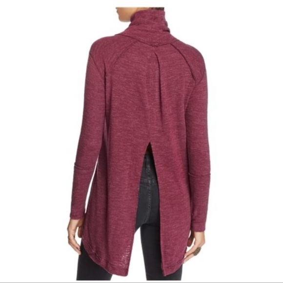 Free People split back turtleneck in Plum - size small - Picture 2 of 9
